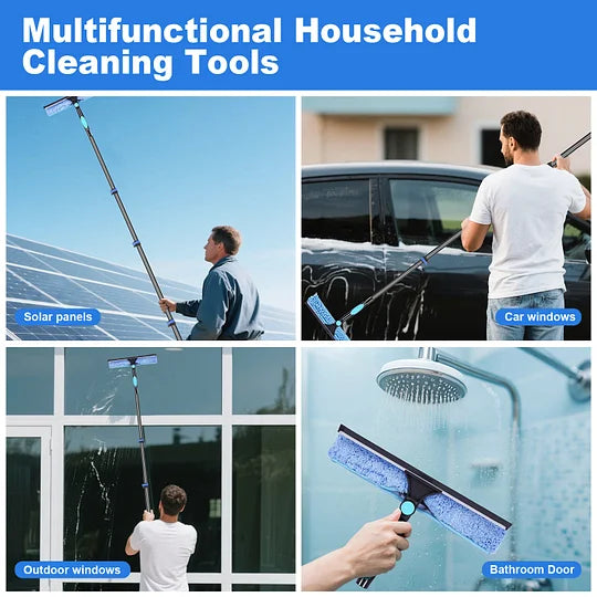 Doben 12FT Carbon Fiber Window Cleaner - Telescopic Pole Scrubber & Squeegee