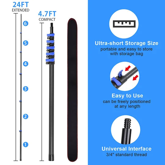 Doben 5-in-1 Duster Kit - 4.7-24FT Carbon Fiber Pole for High Ceilings/Fans