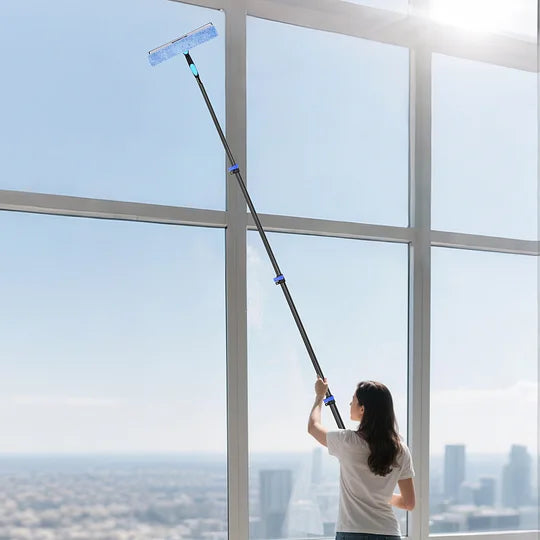 Doben 12FT Carbon Fiber Window Cleaner - Telescopic Pole Scrubber & Squeegee