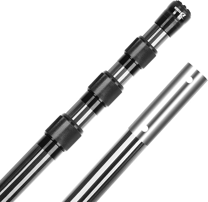 Doben Fiber Pool Pole, Professional Ultralight Pool Poles 3.7/4.6 to 12/15 FT, Telescoping Lightweight Pool Cleaning Pole, Brush