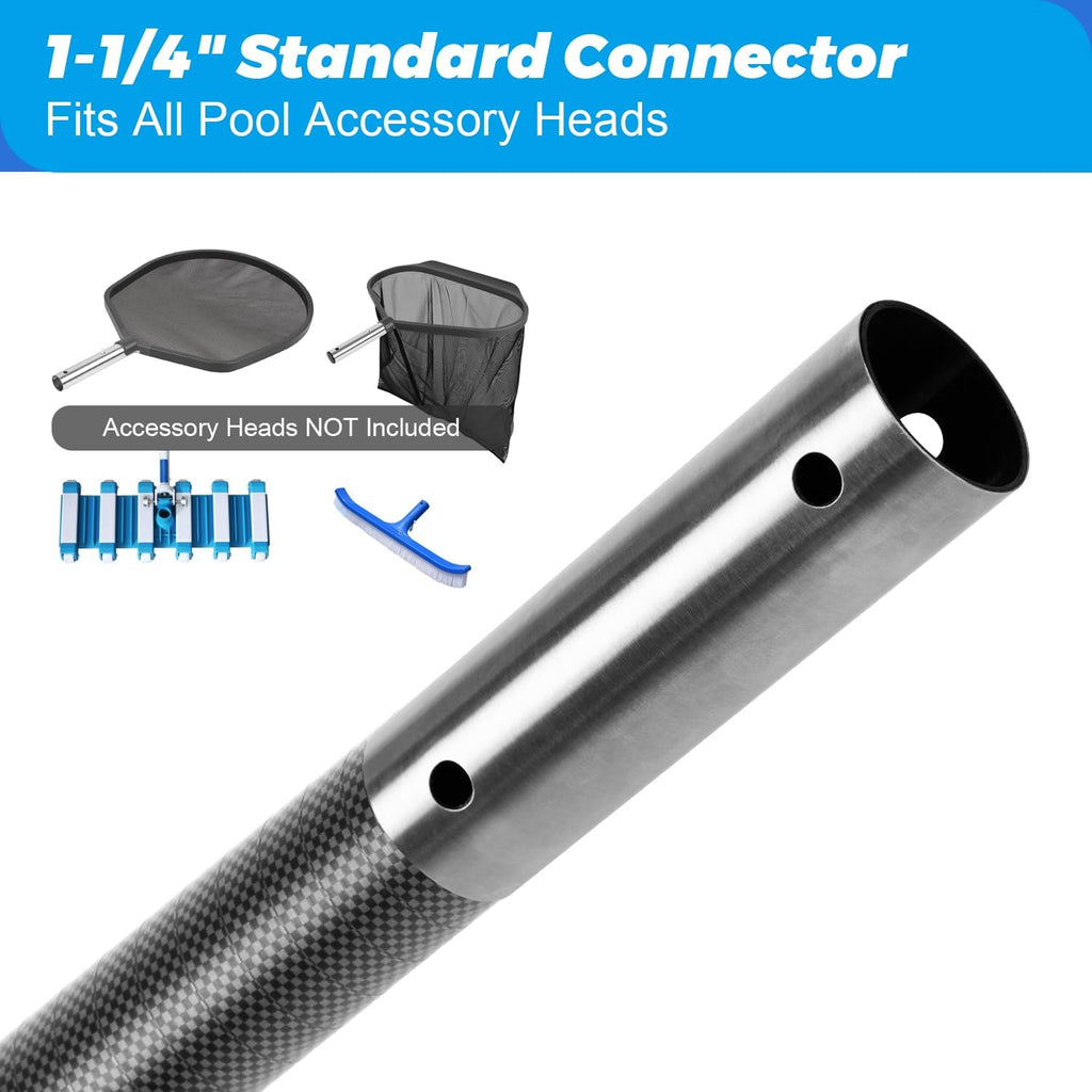 Doben Carbon Fiber 16FT Adjustable Telescopic Pool Pole with Quick-Release Lock - Compatible with Skimmer Nets, Brushes & Vacuums