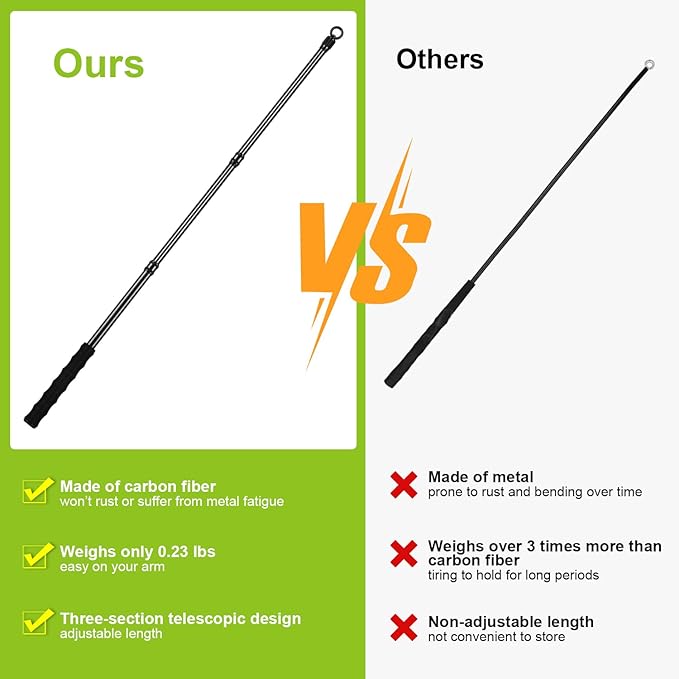 Doben Carbon Fiber Dog Flirt Pole - 40In Telescopic 0.23LBS with 2 Toys & Ropes