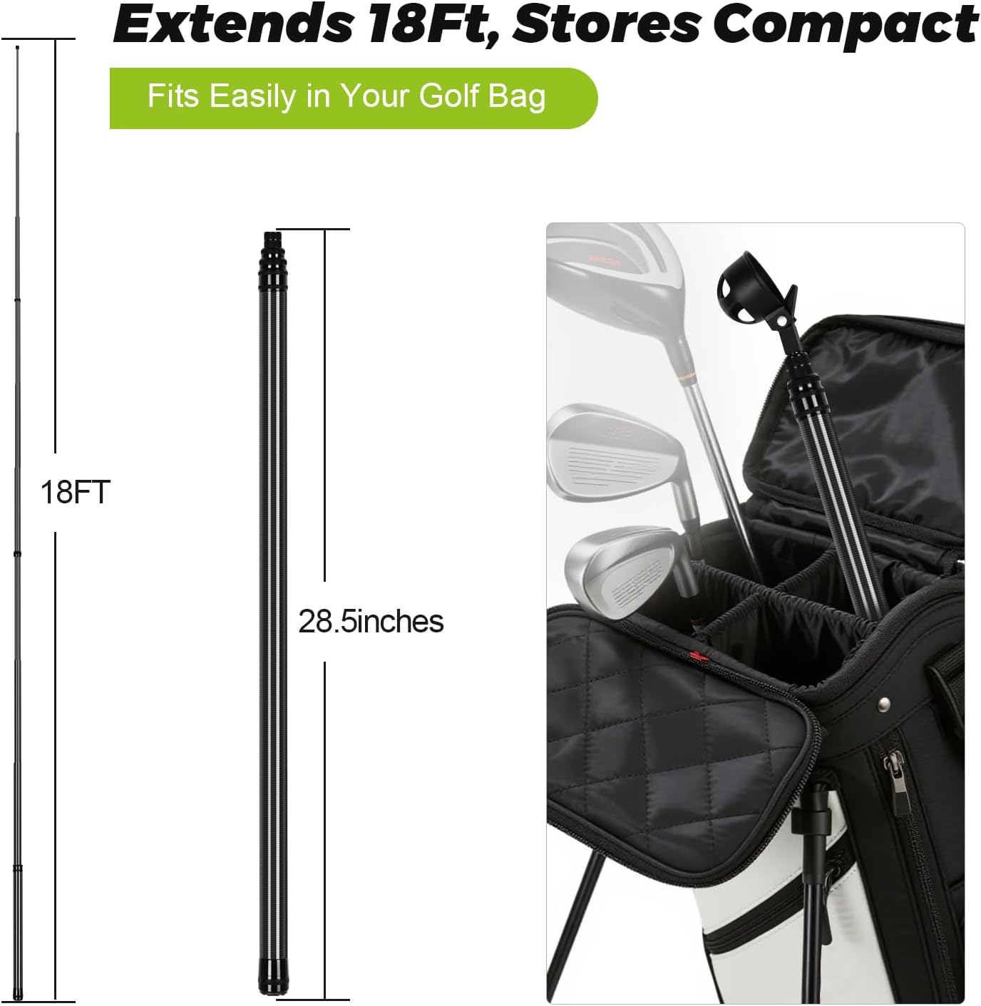 Doben Golf Ball Retriever Telescopic, Carbon Fiber Golf Ball Picker Upper for Water, Lightweight & Durable Golf Ball Grabber with 2 Claw Sucker Tool, Golf Accessories Gifts for Men Women