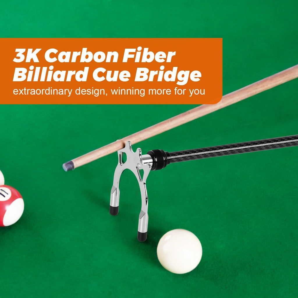 3K Carbon Fiber Retractable Pool Bridge Stick with Removable Metal Bridge Heads, Professional Snooker Cue Rest with Storage Bag, Pool Table Billiards Accessories Birthday Valentine's Day Gift