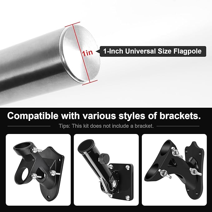 Doben 6FT 3K Carbon Fiber Flag Pole - Tangle Free Black Rust/Wind Resistant (No Bracket)