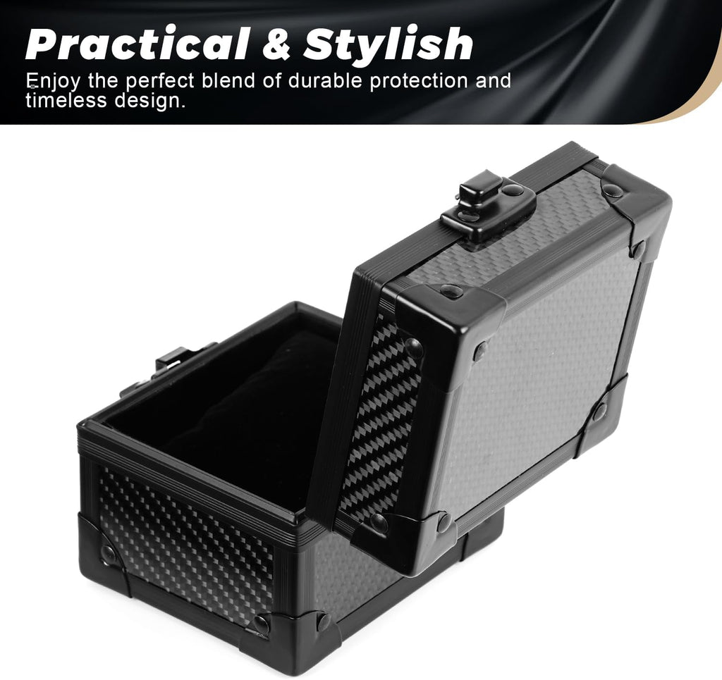 Doben Luxury Watch Case for Men, Carbon Fiber Hard Watch Box with Plush Interior, Single Storage Watch Organizer, Luxury Gift Box for Collectors