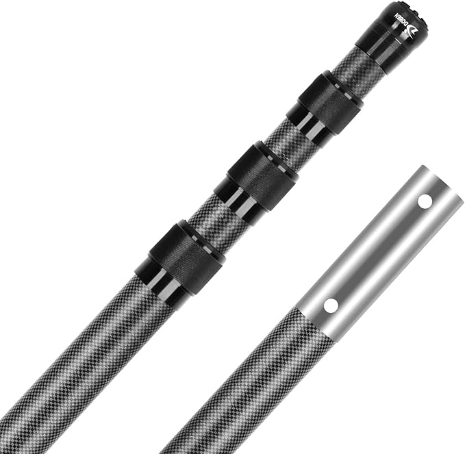 Doben Fiber Pool Pole, Professional Ultralight Pool Poles 3.7/4.6 to 12/15 FT, Telescoping Lightweight Pool Cleaning Pole, Brush