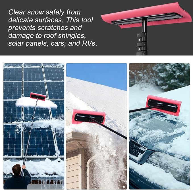 Doben Scratch-Free carbon fiber Car Snow Brush & Ice Scraper | 3.5-12ft Pole.| Premium Snow Removal and Car Cleaner Kit |Perfect for SUV/Truck/Car Windshield, Windows, Roof