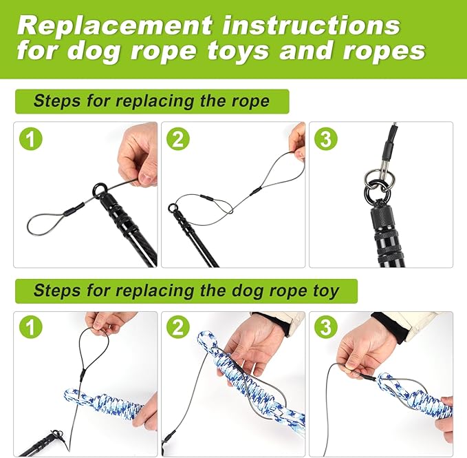 Doben Carbon Fiber Dog Flirt Pole - 40In Telescopic 0.23LBS with 2 Toys & Ropes