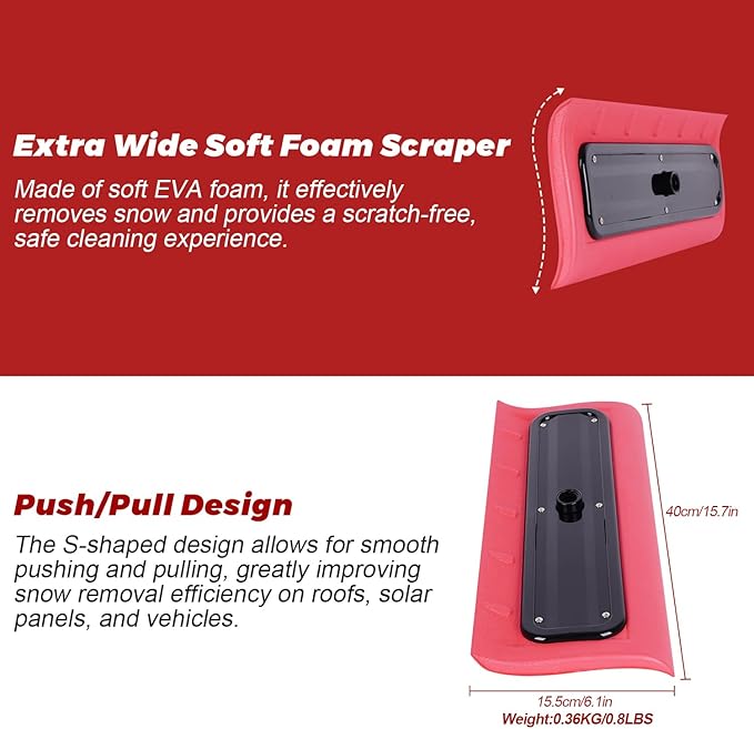 Doben Scratch-Free carbon fiber Car Snow Brush & Ice Scraper | 3.5-12ft Pole.| Premium Snow Removal and Car Cleaner Kit |Perfect for SUV/Truck/Car Windshield, Windows, Roof