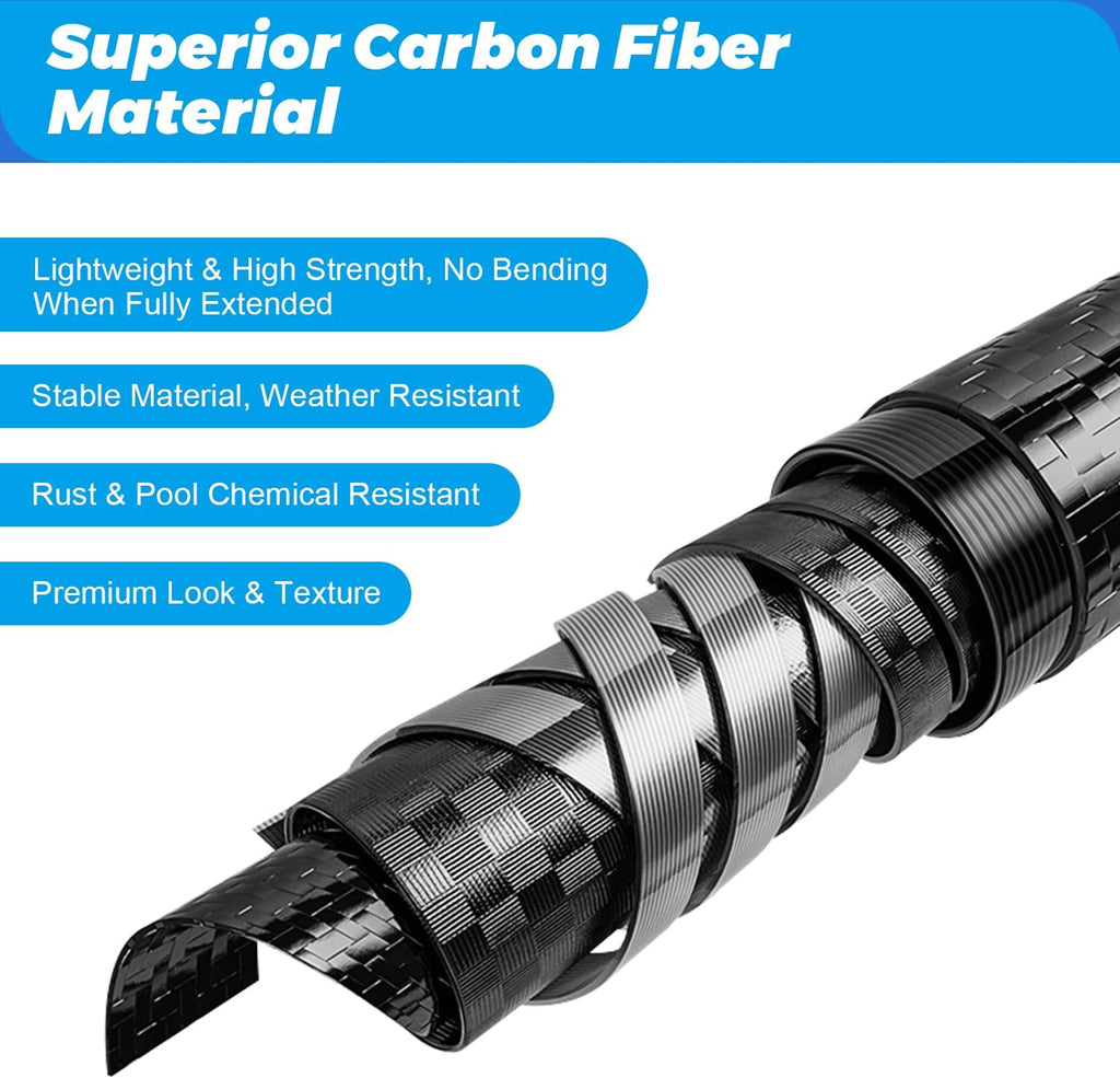Doben Carbon Fiber 16FT Adjustable Telescopic Pool Pole with Quick-Release Lock - Compatible with Skimmer Nets, Brushes & Vacuums
