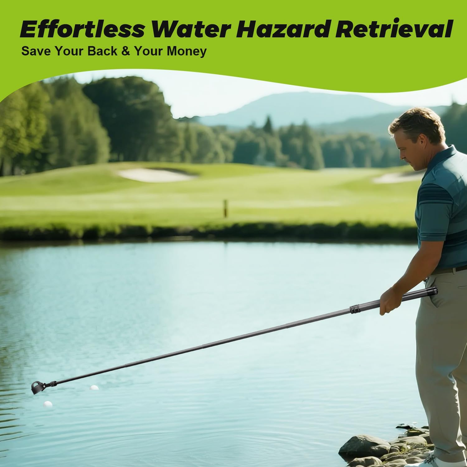 Doben Golf Ball Retriever Telescopic, Carbon Fiber Golf Ball Picker Upper for Water, Lightweight & Durable Golf Ball Grabber with 2 Claw Sucker Tool, Golf Accessories Gifts for Men Women