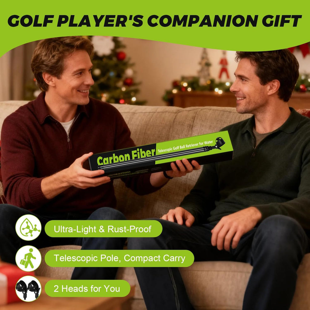 Doben Golf Ball Retriever Telescopic, Carbon Fiber Golf Ball Picker Upper for Water, Lightweight & Durable Golf Ball Grabber with 2 Claw Sucker Tool, Golf Accessories Gifts for Men Women