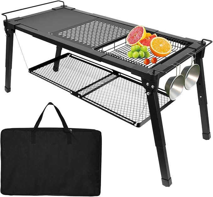 Doben Portable Adjustable IGT Camping Table - Folding Sturdy Outdoor Table for Picnic/Fishing