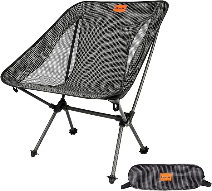 Doben Carbon Fiber Lightweight Folding Camping Chair , Stable Compact Portable for Outdoor Camp, Travel, Beach, Picnic, Festival, Hiking, Backpacking