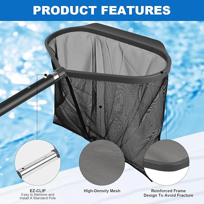 Doben Heavy Duty Pool Net Skimmer - Fine Mesh Leaf Skimmer for All Standard Poles (Pole Not Included)