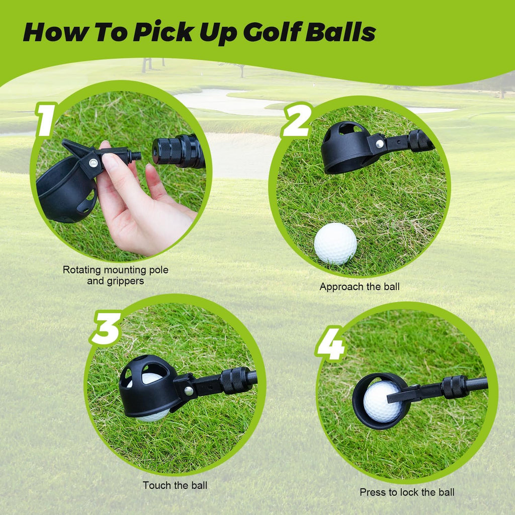 Doben Golf Ball Retriever Telescopic, Carbon Fiber Golf Ball Picker Upper for Water, Lightweight & Durable Golf Ball Grabber with 2 Claw Sucker Tool, Golf Accessories Gifts for Men Women