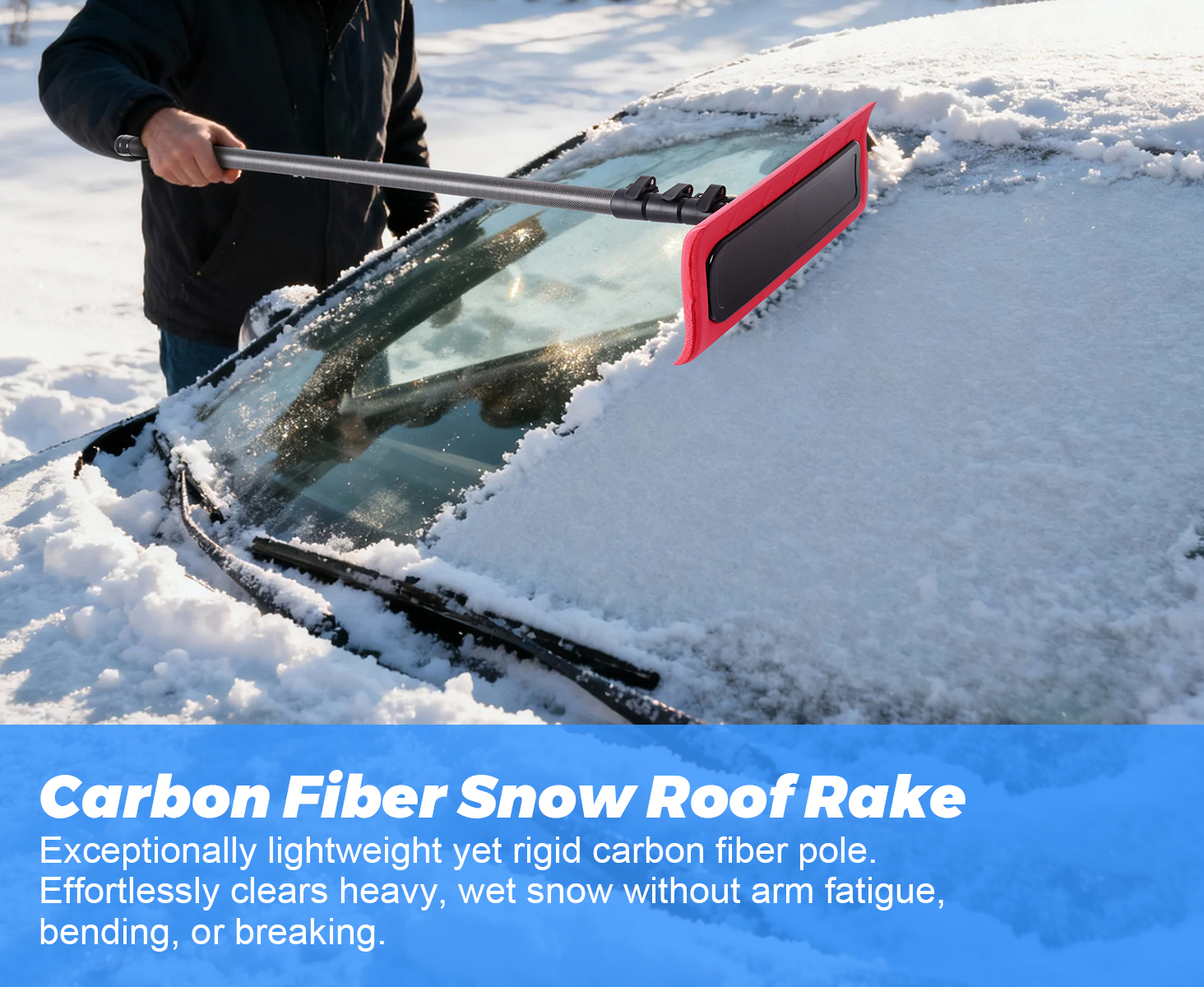 Doben Scratch-Free carbon fiber Car Snow Brush & Ice Scraper | 3.5-12ft Pole.| Premium Snow Removal and Car Cleaner Kit |Perfect for SUV/Truck/Car Windshield, Windows, Roof