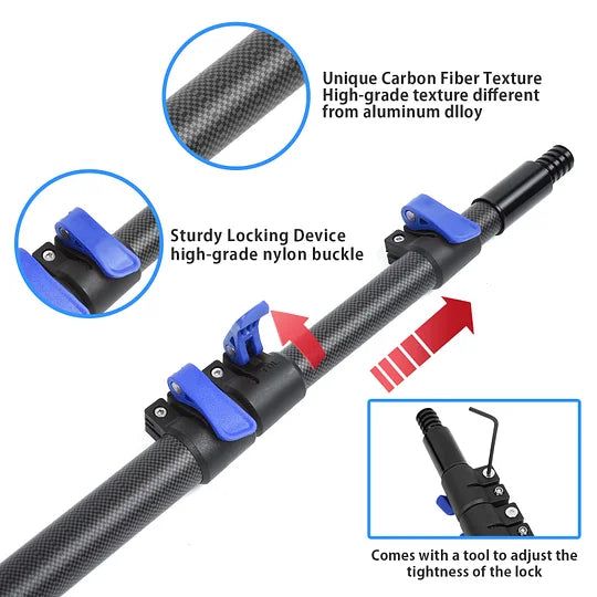 Doben 5-in-1 Duster Kit - 4.7-24FT Carbon Fiber Pole for High Ceilings/Fans